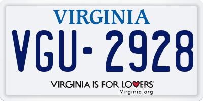 VA license plate VGU2928