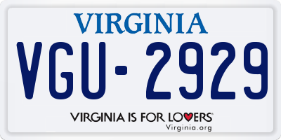 VA license plate VGU2929
