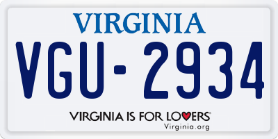 VA license plate VGU2934