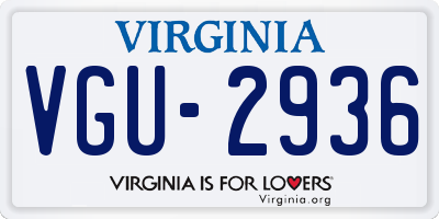 VA license plate VGU2936