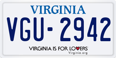 VA license plate VGU2942