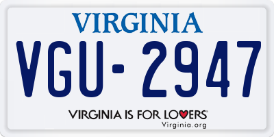 VA license plate VGU2947