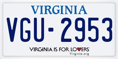 VA license plate VGU2953