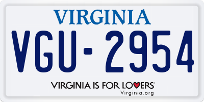 VA license plate VGU2954