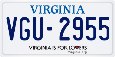 VA license plate VGU2955