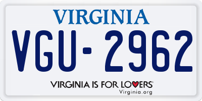 VA license plate VGU2962