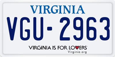VA license plate VGU2963