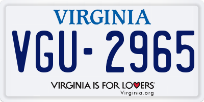 VA license plate VGU2965