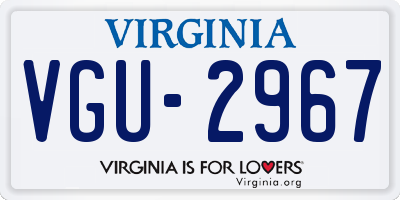 VA license plate VGU2967