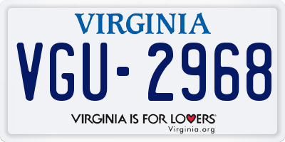 VA license plate VGU2968