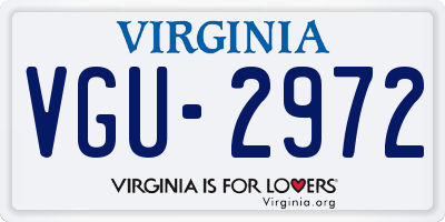 VA license plate VGU2972