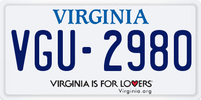 VA license plate VGU2980