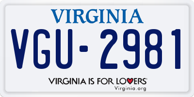 VA license plate VGU2981