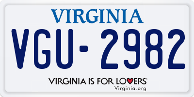 VA license plate VGU2982