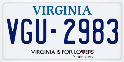 VA license plate VGU2983