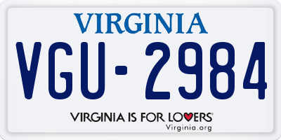 VA license plate VGU2984