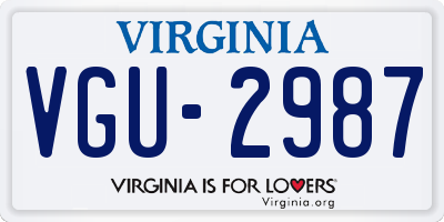 VA license plate VGU2987