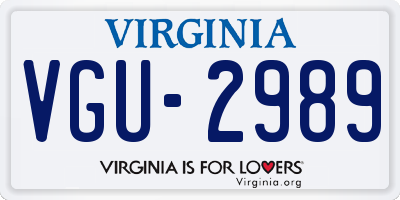VA license plate VGU2989