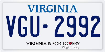 VA license plate VGU2992