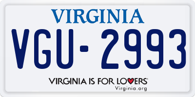 VA license plate VGU2993