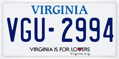 VA license plate VGU2994