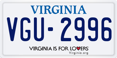 VA license plate VGU2996