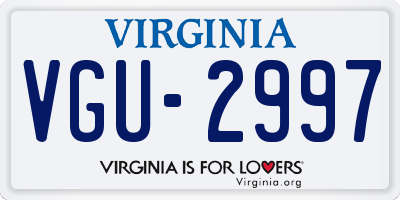 VA license plate VGU2997