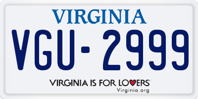 VA license plate VGU2999