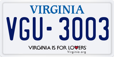 VA license plate VGU3003