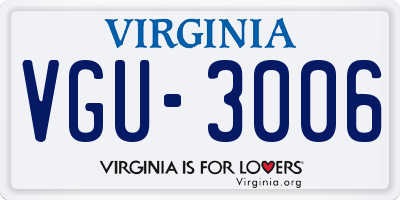 VA license plate VGU3006