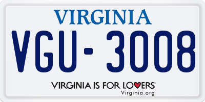 VA license plate VGU3008