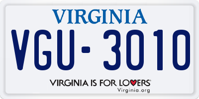 VA license plate VGU3010