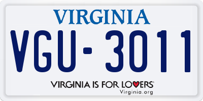 VA license plate VGU3011