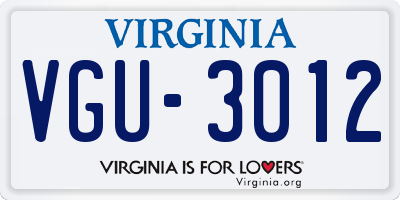 VA license plate VGU3012