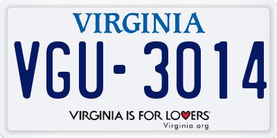 VA license plate VGU3014