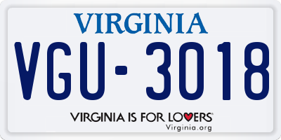 VA license plate VGU3018