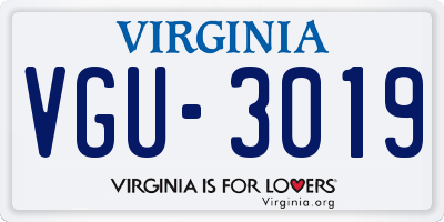 VA license plate VGU3019