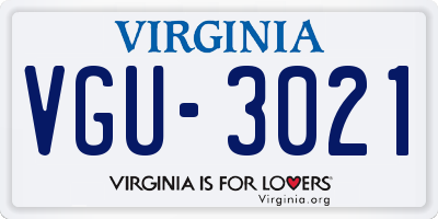 VA license plate VGU3021
