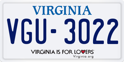 VA license plate VGU3022
