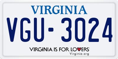 VA license plate VGU3024
