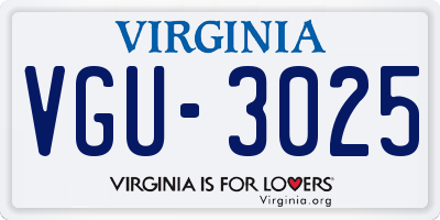VA license plate VGU3025