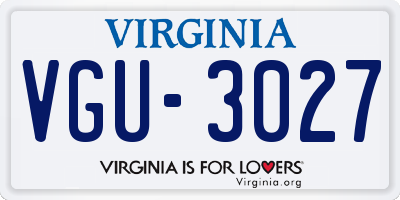 VA license plate VGU3027