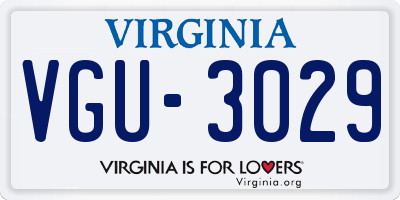 VA license plate VGU3029