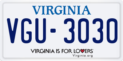 VA license plate VGU3030