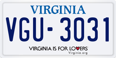 VA license plate VGU3031
