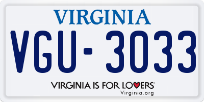 VA license plate VGU3033