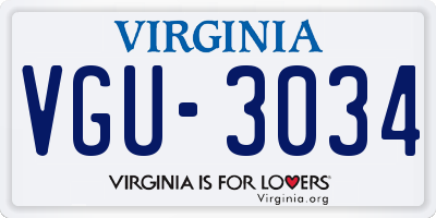 VA license plate VGU3034