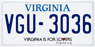 VA license plate VGU3036