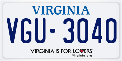 VA license plate VGU3040
