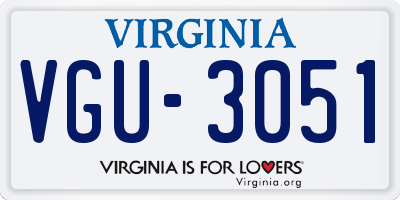VA license plate VGU3051